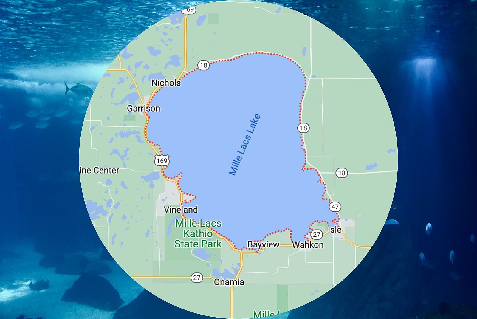 Mille Lacs Lake Minnesota-Google Maps